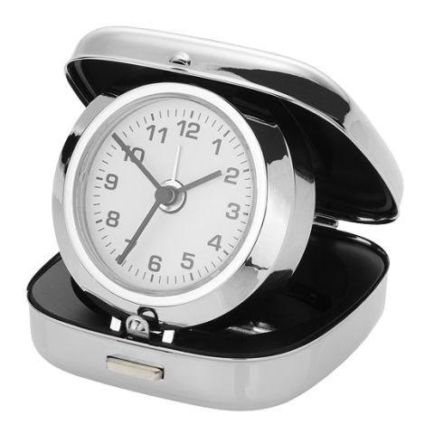 Pisa Pop-Up Alarm Clock With Pouch Silver | Without Branding