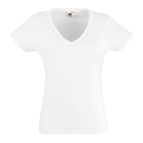 New Lady Fit Valueweight V-Neck White | No Branding