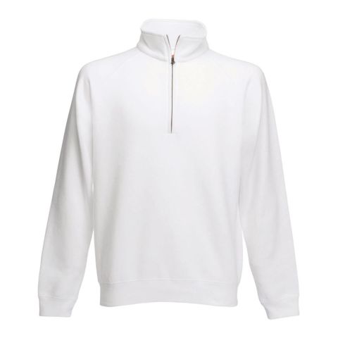 Zip Neck Sweat White | No Branding