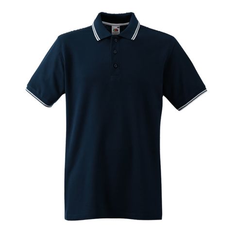 New Tipped Polo Navy Blue - White | No Branding