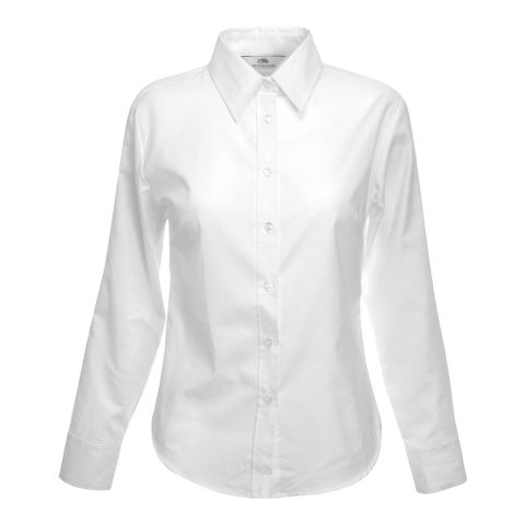 Lady-Fit Long Sleeve Oxford Shirt White | No Branding