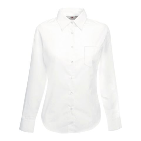 Lady-Fit Long Sleeve Poplin Shirt White | No Branding