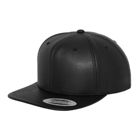 Full Leather Imitation Snapback Black | No Branding