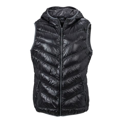 Ladies Down Vest Black - Grey | No Branding