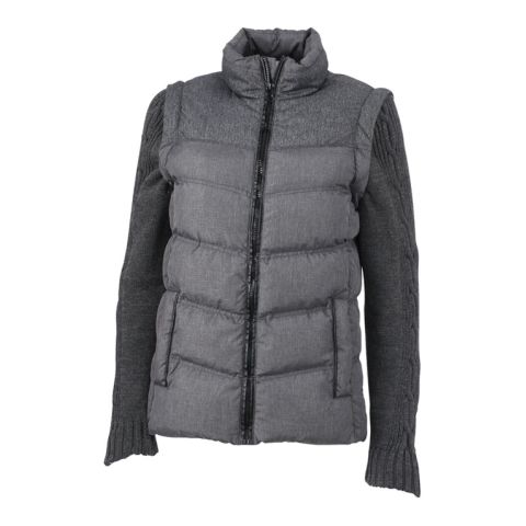 Ladies Two In One Jacket Knitted Sleeves Grey | No Branding