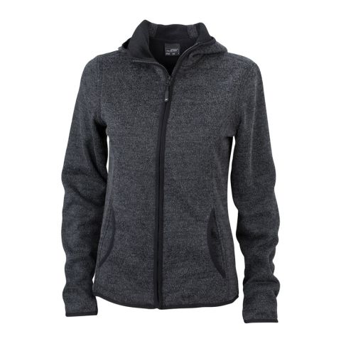 Ladies´ Knitted Fleece Hoody Grey - Black | No Branding