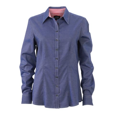 Ladies&#039; Shirt with Dotted design Medium Blue - White | No Branding