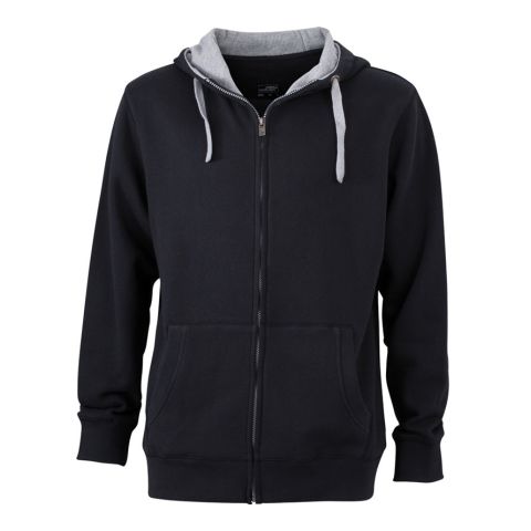 Men&#039;s Lifestyle Zip-Hoody Black - Grey | No Branding