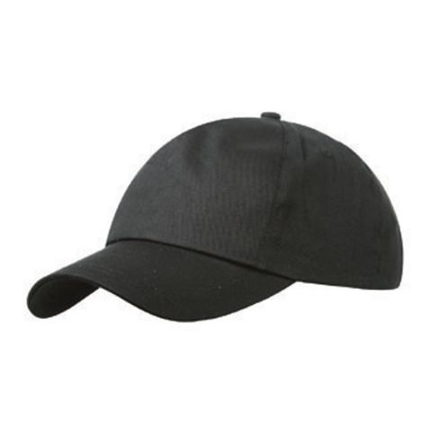 5 Panel Promo Cap, lightly laminated Black | No Branding