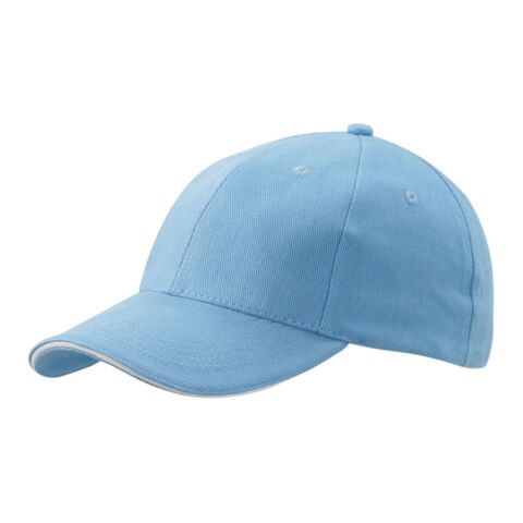 6 Panel Sandwich Cap Light Blue - White | No Branding