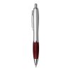 Plastic Ball Pen, Silver Barrel Dark Red | Without Branding