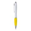 Plastic Ball Pen With Coloured Rubber Grip, Blue Ink Yellow | Without Branding