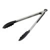 Food Tongs With A Rubber Gripped Handle Black - Silver | Without Branding
