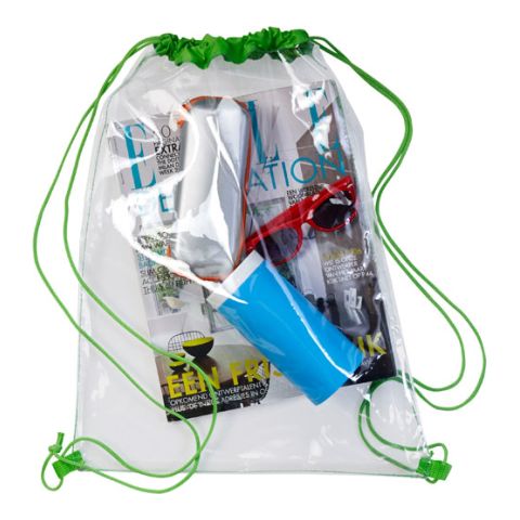 Transparent Drawstring Backpack (PVC) Light Green | Without Branding