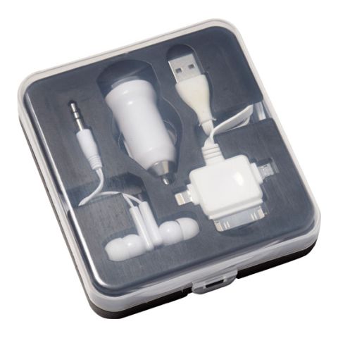 Mobile Phone Travel Set Black - White | 1-Colour Pad Print