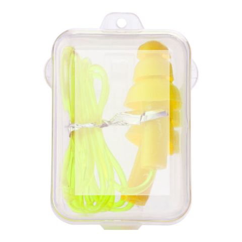 Silicone Earplugs Attached To A Cord Yellow | Without Branding