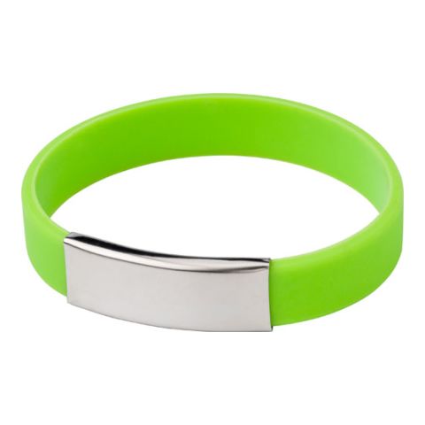 Silicone Wristband With Metal Plate Light Green | Without Branding