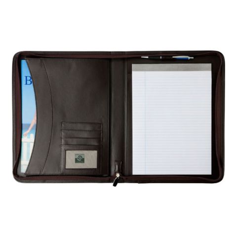 A4 Zipper Folder In Bonded Leather Brown | 1-Colour Pad Print