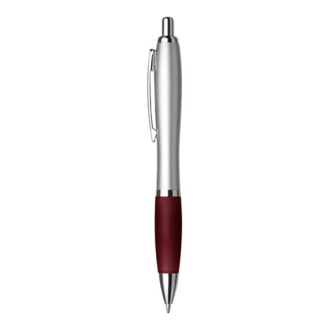 Plastic Ball Pen, Silver Barrel Dark Red | Without Branding