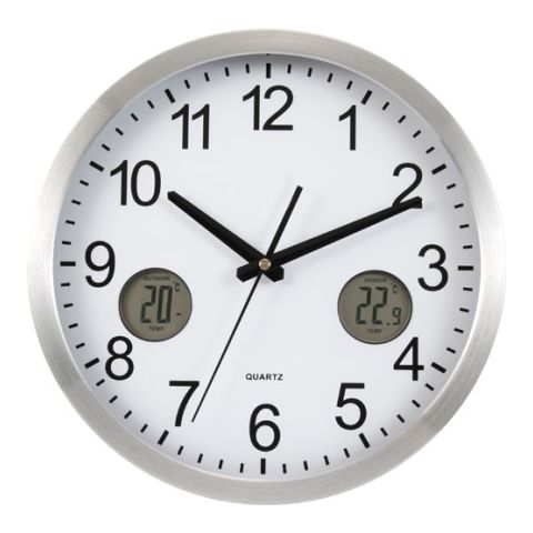 Plastic, 12&#039; Wall Clock Silver | 1-Colour Pad Print