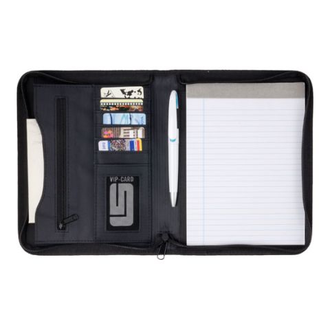 A5 Zipped PVC Folder Black | 1-Colour Pad Print