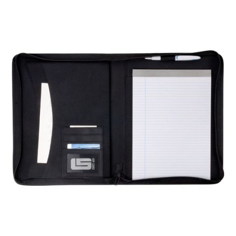 A4 Zipped PVC Folder Black | 1-Colour Pad Print