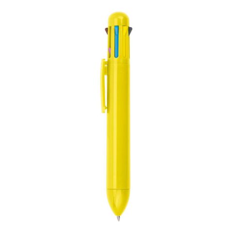 Eight Colour Plastic Ball Pen Yellow | Without Branding