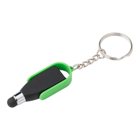 Steel Key Chain With Tip For Capacitive Screens &amp; A Screen Cleaner Light Green | Without Branding