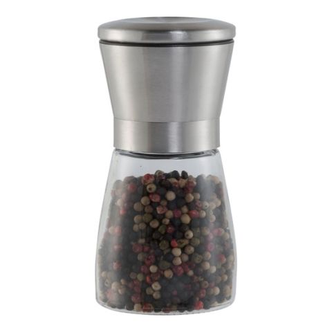 Stainless Steel &amp; Glass Salt &amp; Pepper Mill Silver | 1-Colour Pad Print