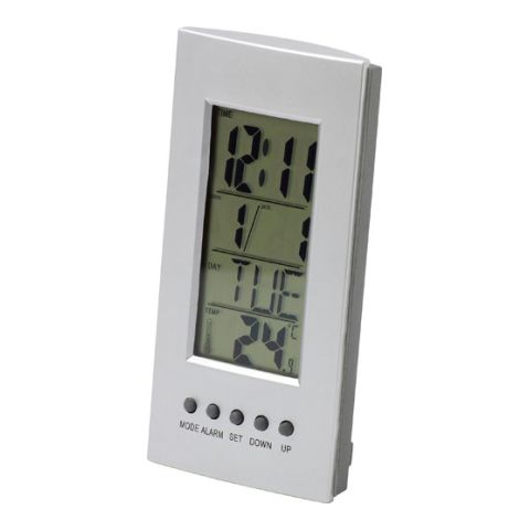 Desk Clock With Thermometer Silver | 1-Colour Pad Print
