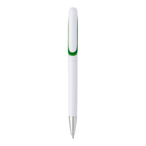 Plastic, Twist Action Ball Pen With Integrated Clip Green | Without Branding
