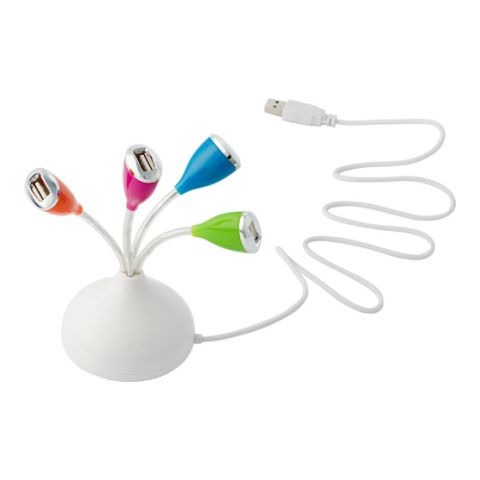 USB Hub With Four Colourful Ports 2 Colourful | 1-Colour Pad Print