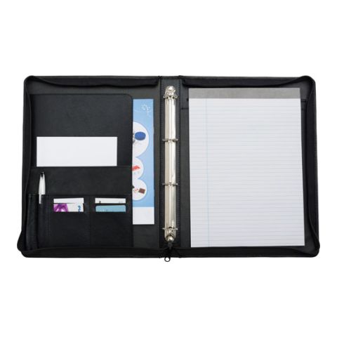 Leather Charles Dickens A4 Zipper Folder Black | 1-Colour Pad Print