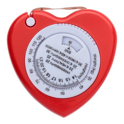 Plastic, 15 Mt, Heart Shaped, BMI Tape Measure Red | Without Branding