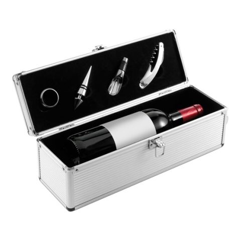 Wine Set In Aluminium Gift Box Silver | Laser Engrave