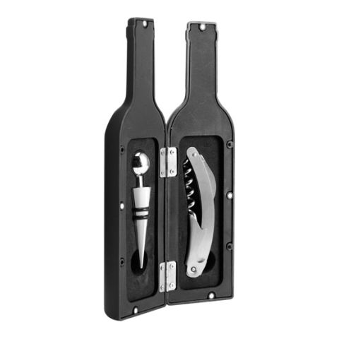 Bottle With Knife &amp; Stopper Black | 1-Colour Pad Print