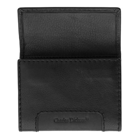 Leather Charles Dickens Business Card Holder Black | 1-Colour Pad Print