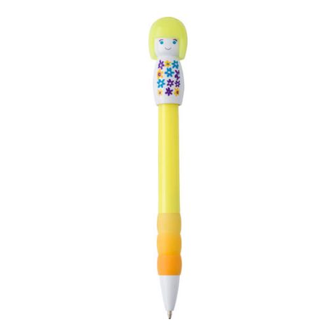 Plastic Ball Pen With A Girl Figure Yellow | Without Branding