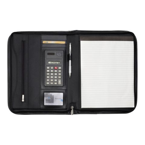 Microfibre Zipped Folder Black | 1-Colour Pad Print