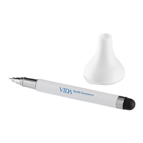 Bullet Stylus Ballpoint Pen &amp; Screen Cleaner White | Without Branding