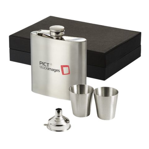Texas Hip Flask With Cups Silver | Without Branding