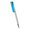 Plastic Ball Pen With Coloured Clip, Black Ink Light Blue | Without Branding