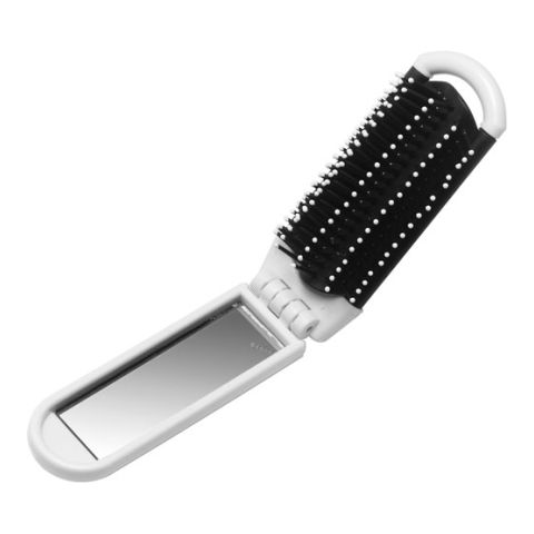 Foldable Hair Brush With Mirror White | Without Branding