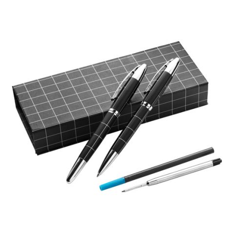 Metal Ball Pen &amp; Rollerball Black - Silver | 1-Colour Pad Print