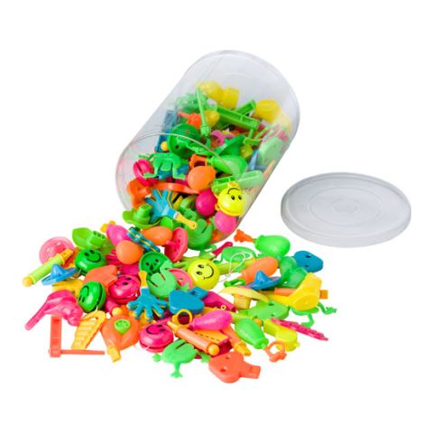 PVC Tube With An Assortment Of Toys Colourful | Without Branding