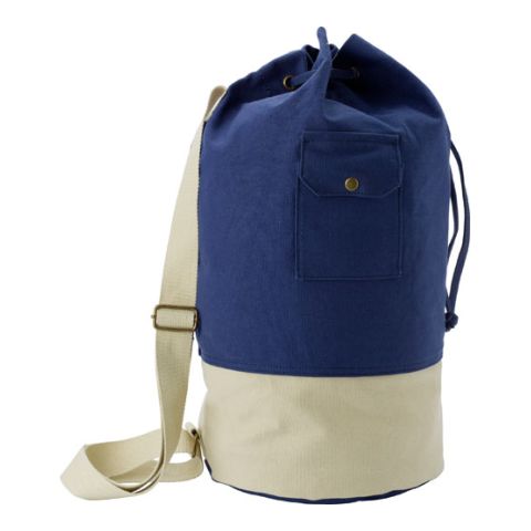 Canvas Duffel Bag (16Oz) Beige - Medium Blue | Without Branding