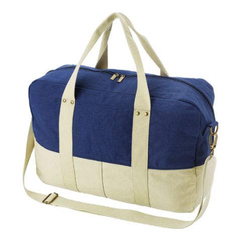 Canvas Sports Bag (16Oz ) Beige - Medium Blue | 1-Colour Transfer Print