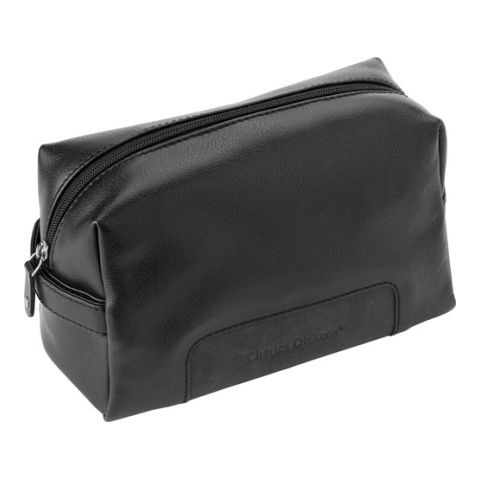 Leather Charles Dickens Toilet Bag Black | 1-Colour Pad Print