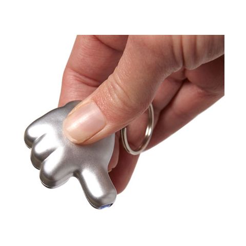 Key Holder With A Thumbs Up Push Button LED Light Silver | Without Branding