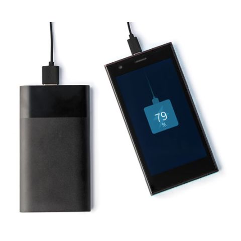 Aluminium Power Bank, With A Capacity Of 5000 Mahi Black | 1-Colour Pad Print